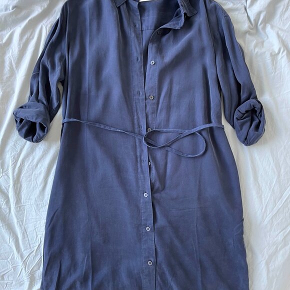 Everlane Must-have Shirtdress in Butterlite, XS, Navy - Picture 3 of 6